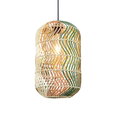 Fosco Braided Rattan Tube Pendant — Multi-Colour, 34.5cm