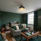 Oslo Semi-Flush Ceiling Light — Forest Green, Wood Base