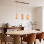 Liora 3-light pendant fixture with beige linen shade dimensions and specifications
