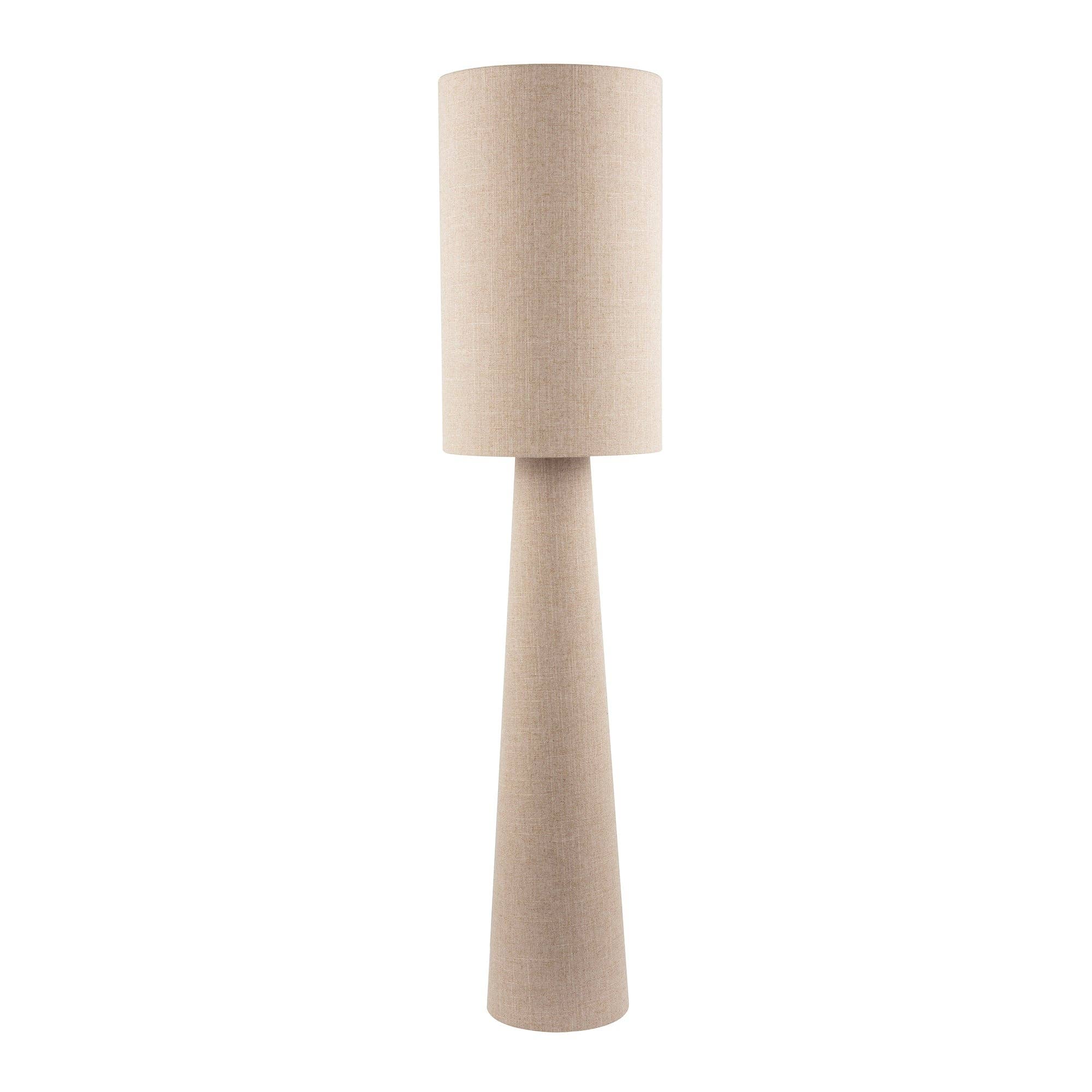 Close up of Arvid lamp natural fabric drum shade showing textured linen detail