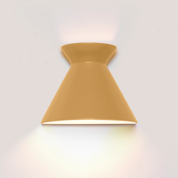 Kiro large babouche yellow ceramic wall light casting light up and down