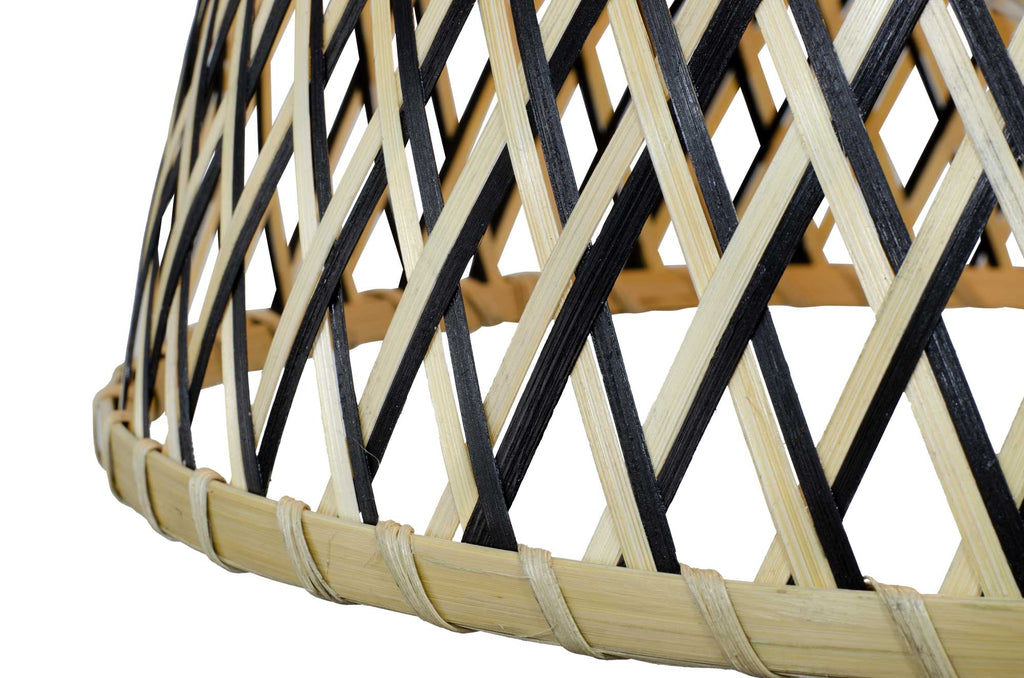 Linelle Woven Bamboo Pendant — Natural & Black, 40cm