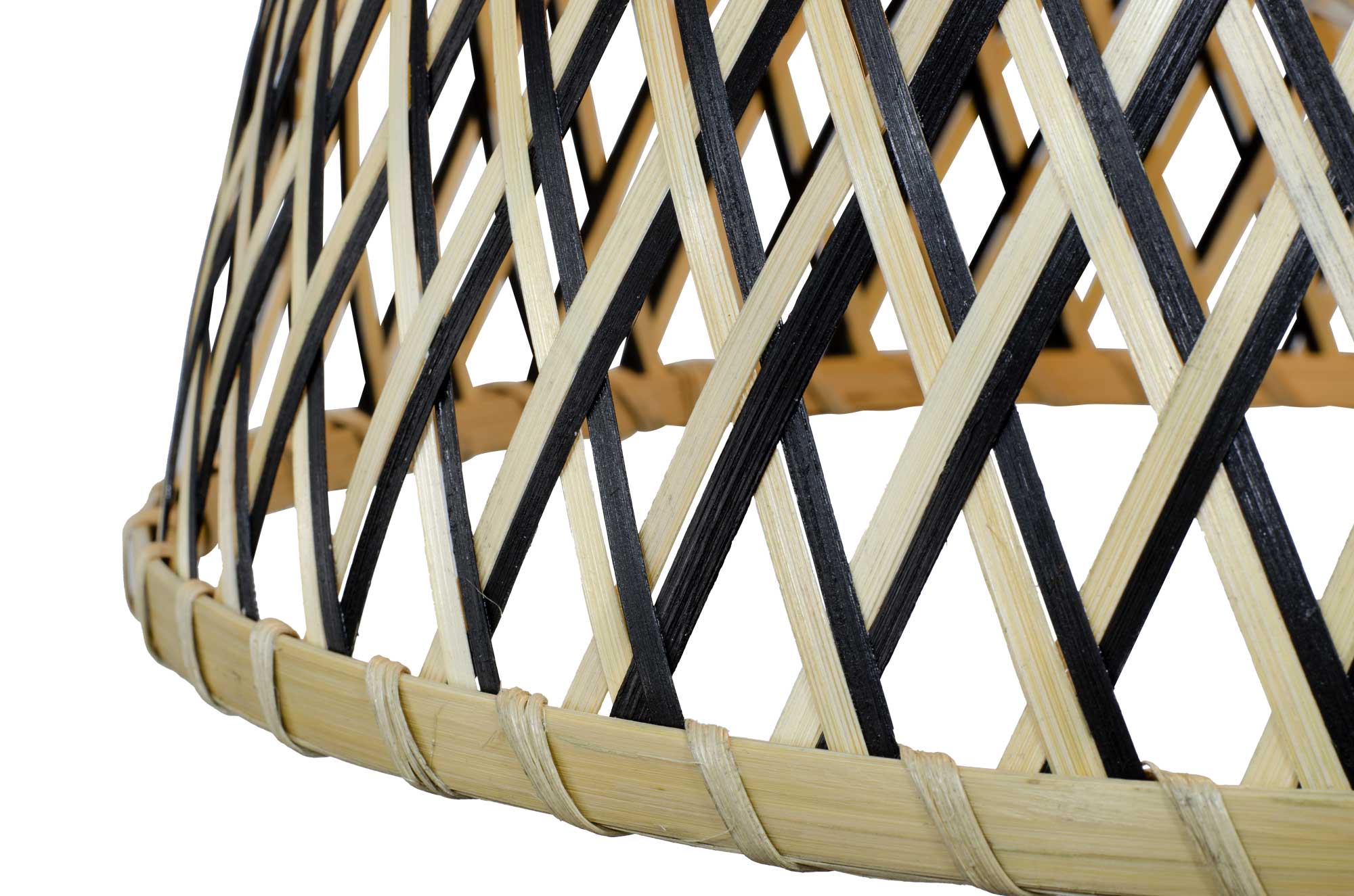 Linelle Woven Bamboo Pendant — Natural & Black, 40cm