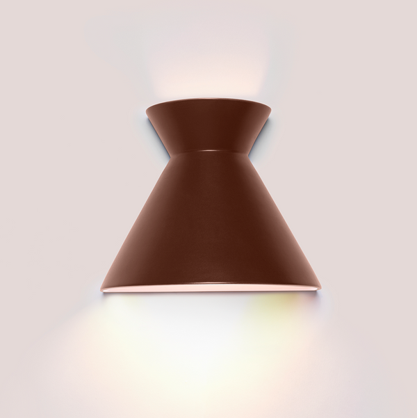 Kiro small cocoa brown ceramic wall light casting light up and down