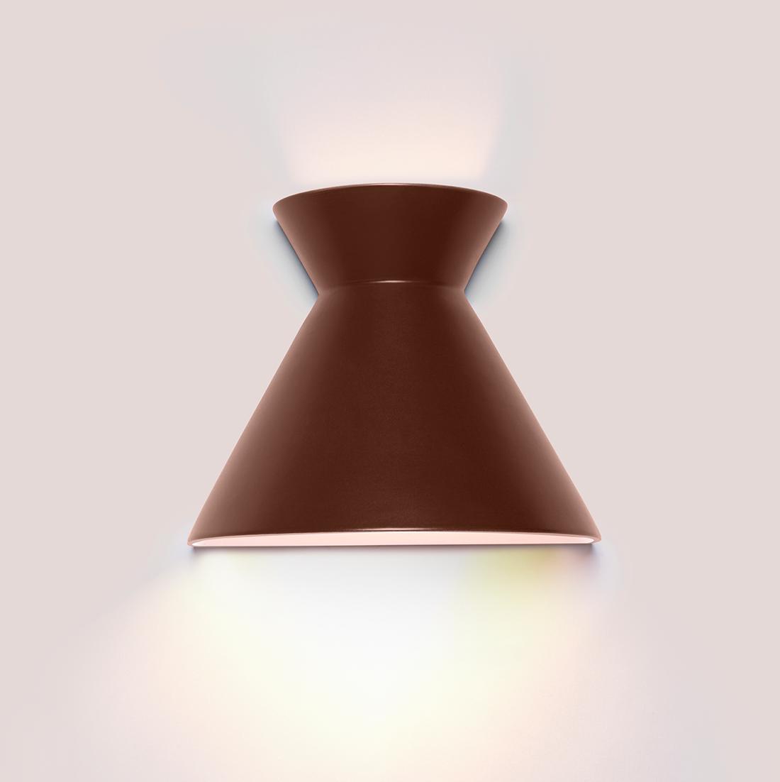 Kiro small cocoa brown ceramic wall light casting light up and down