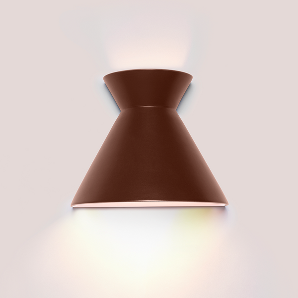 Kiro large cocoa brown ceramic wall light casting light up and down