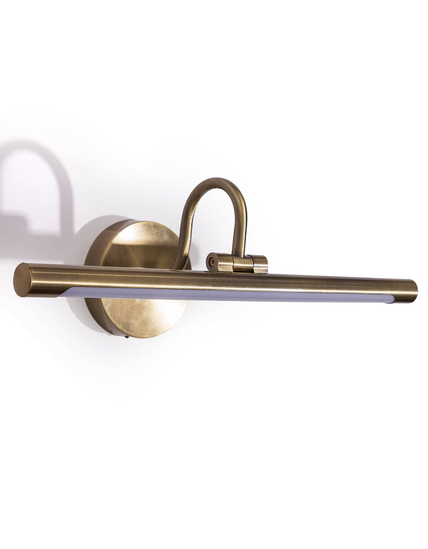 Galera rechargeable picture light in brushed brass finish illuminating wall art