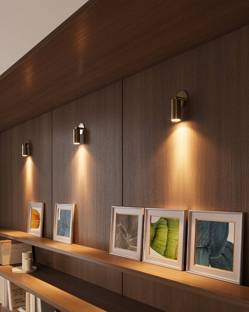 Brass detail on Luminar Box Mount Wall Spotlight — Brass