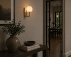 Alabaster Globe Wall Light — Antique Brass