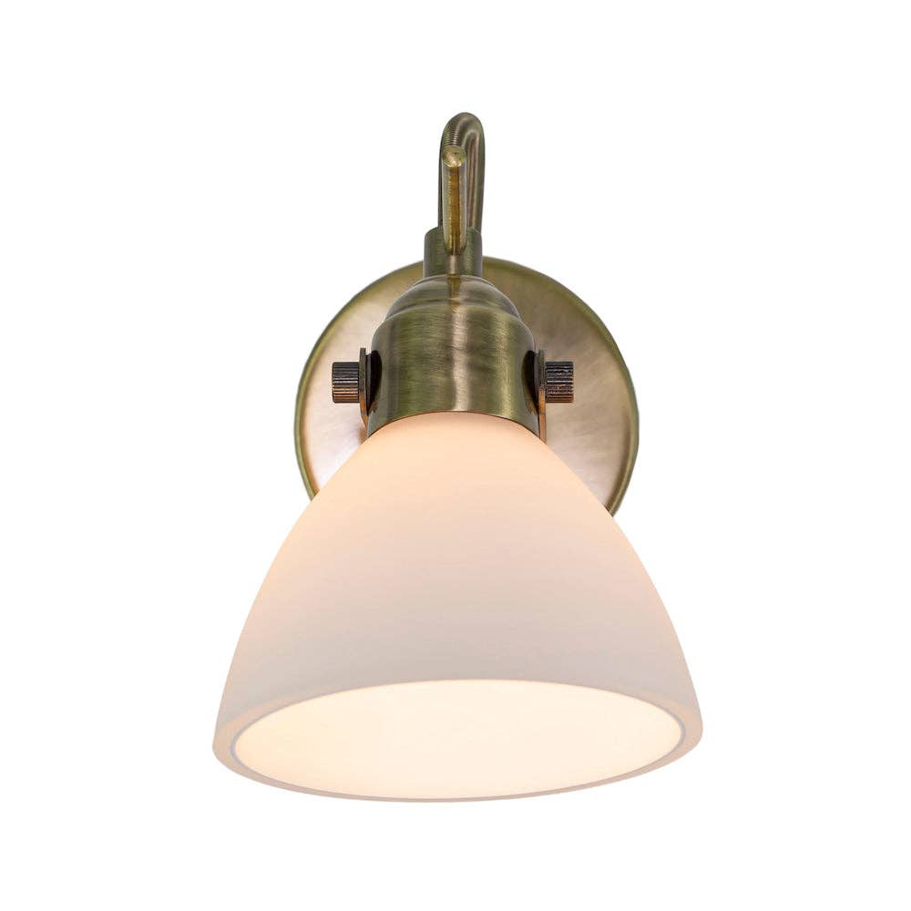 Callas Wall Spot Light — Antique Brass, Opal Glass Shade