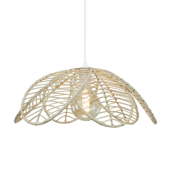 Ilys Rattan Petal Pendant Light — Natural Woven, 45cm