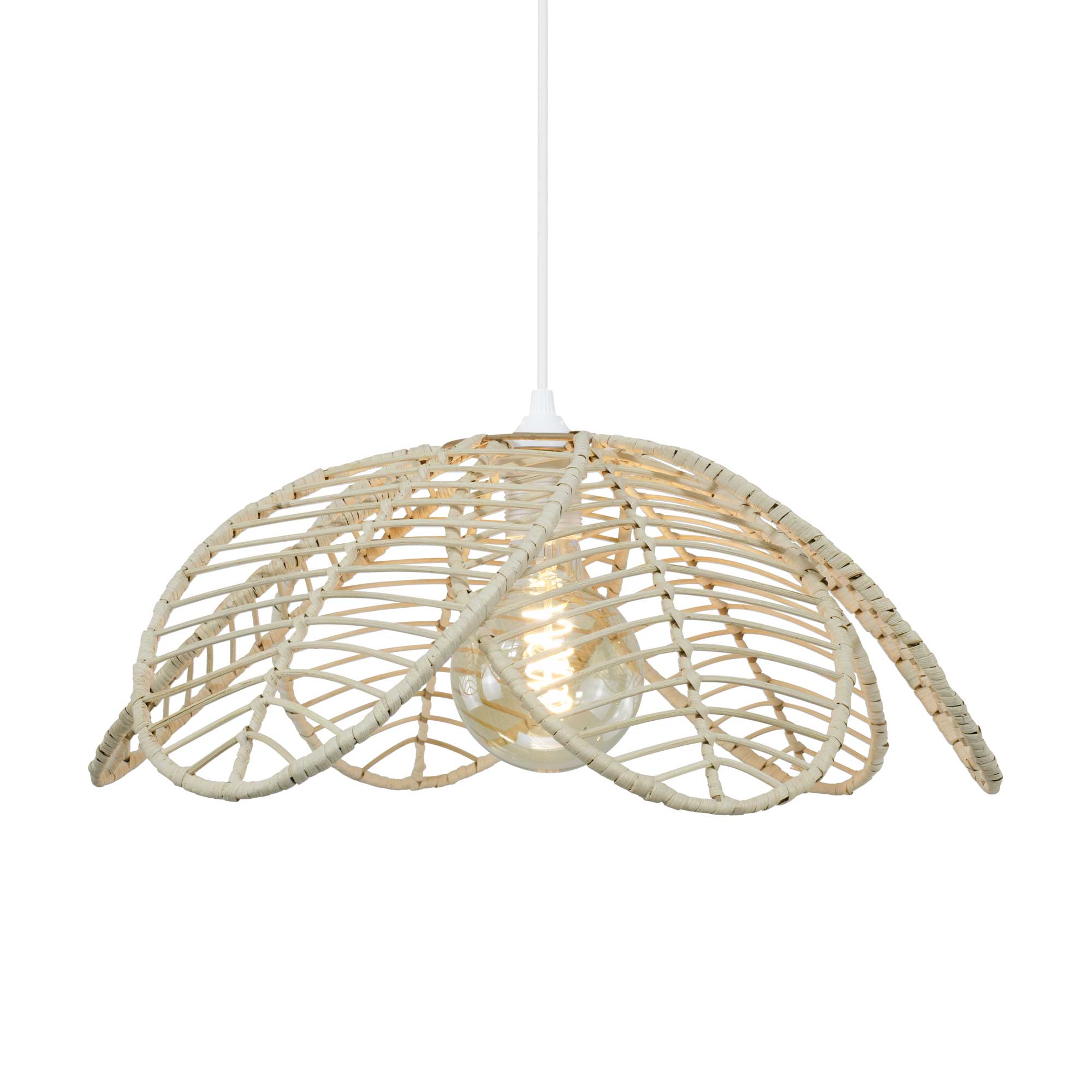 Ilys Rattan Petal Pendant Light — Natural Woven, 45cm