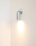 Luminar steel box mount wall spotlight with ribbed chrome cylinder