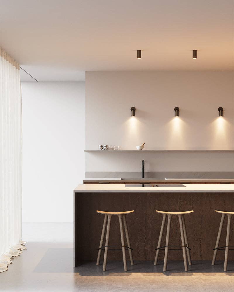 Browned Brass detail on Luminar Box Mount Wall Spotlight — Browned Brass