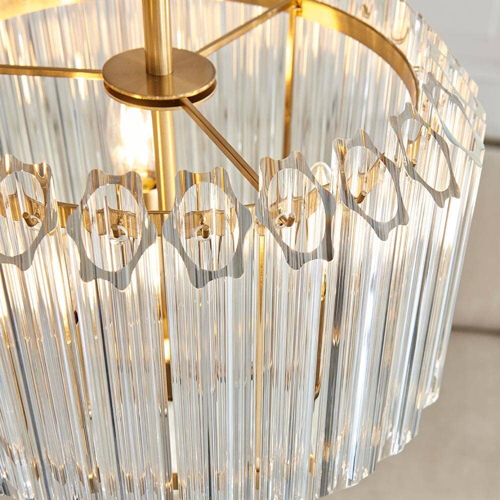 Veyra 3-Light Drum Pendant — Glass, Gold detail
