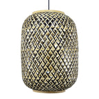 Minelle Woven Bamboo Pendant — Natural & Black, 28cm