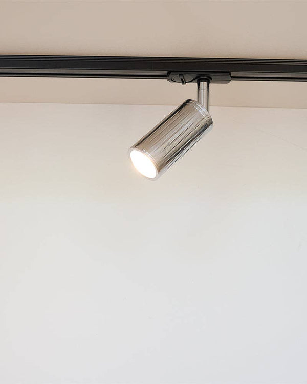 Luminar track mount spotlight in matt chrome steel finish