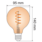 Lumara XL amber spiral filament bulb illuminated showing warm white glow