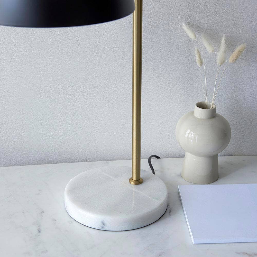 Aimee Black & Gold Task Table Lamp with Marble Base