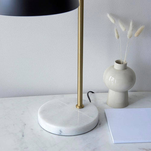 Aimee Black & Gold Task Table Lamp with Marble Base