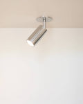 Luminar steel box mount ceiling spotlight with matt chrome finish