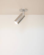 Luminar steel box mount ceiling spotlight with matt chrome finish