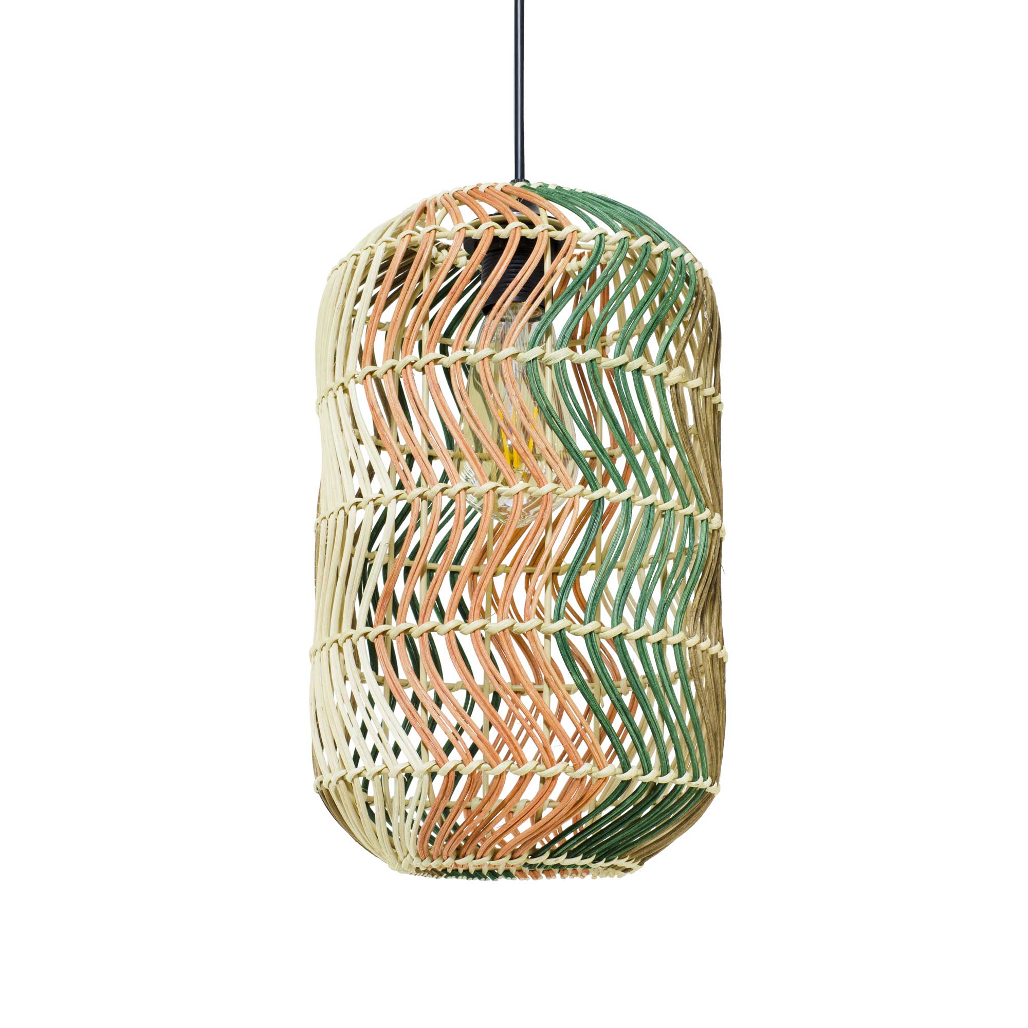 Fosco Braided Rattan Tube Pendant — Multi-Colour, 34.5cm