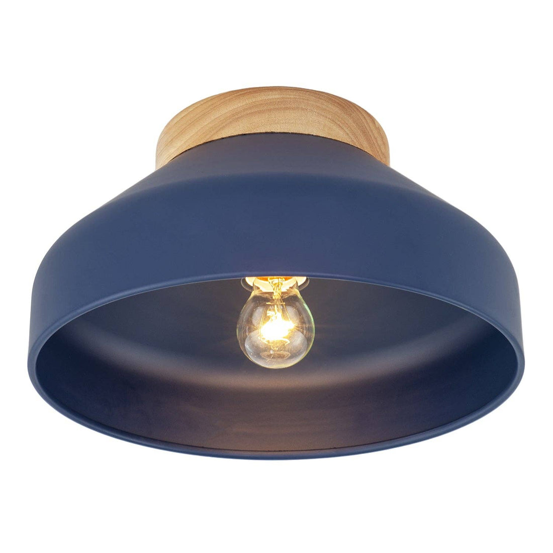 Oslo Semi-Flush Ceiling Light — Midnight Blue, Wood Base