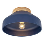 Oslo Semi-Flush Ceiling Light — Midnight Blue, Wood Base