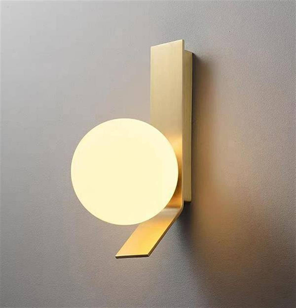 Afrodit antique wall light with opal glass globe and aged metal finish