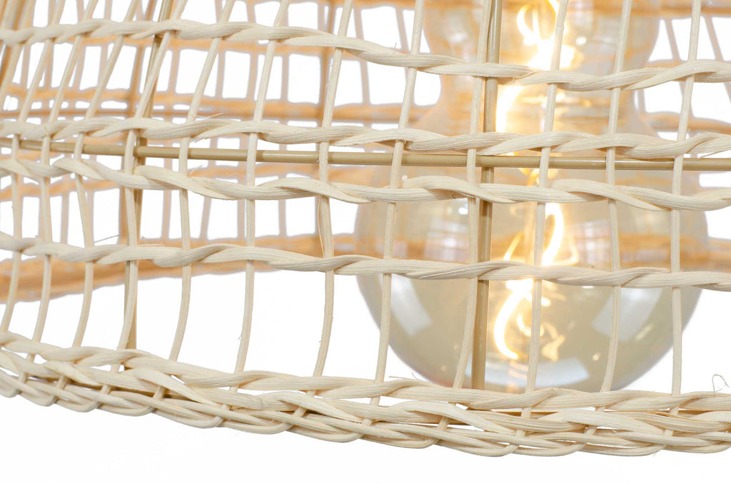 Tuzo Rattan & Metal Pendant Light — Natural Woven, 45cm