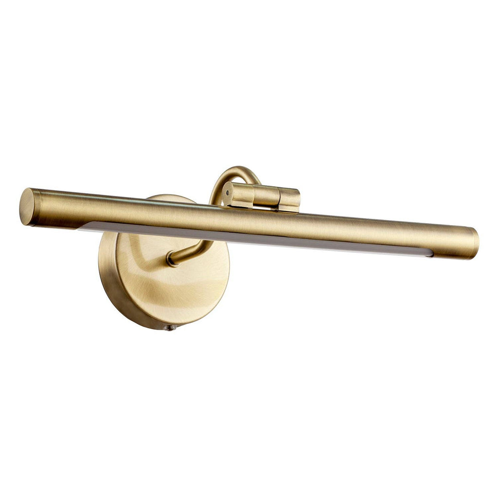 Arvo rechargeable picture light in antique brass finish with touch dimmer control