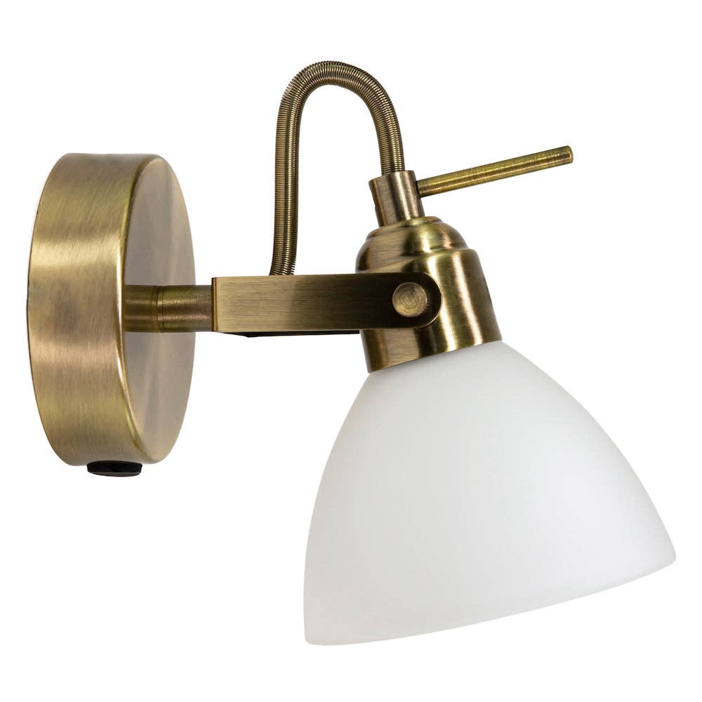 Callas Wall Spot Light — Antique Brass, Opal Glass Shade