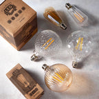 Ember Ribbed Pear E27 LED Bulb — Anti-Glare, Ultra Warm 2000K