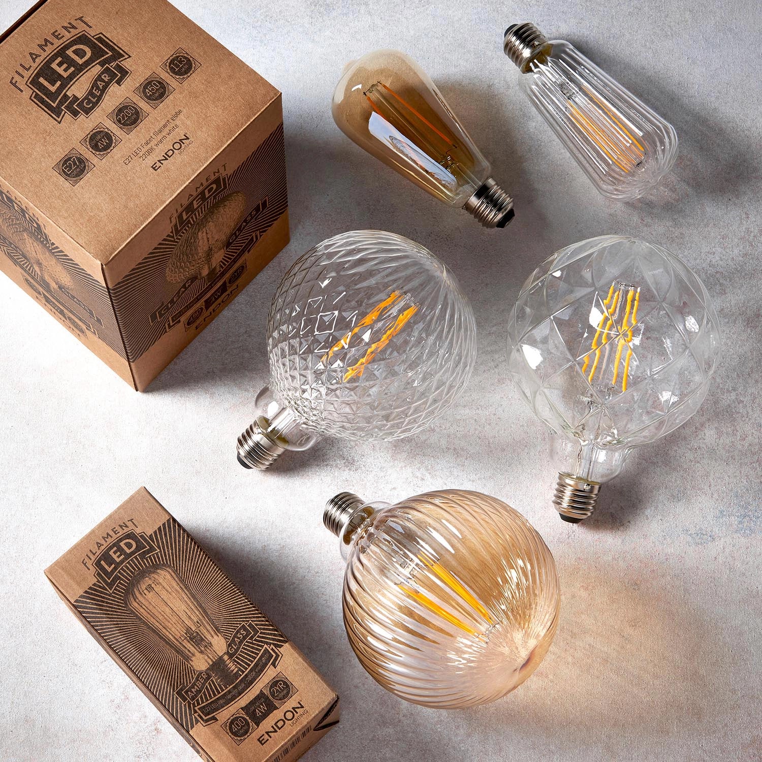 Ember Ribbed Pear E27 LED Bulb — Anti-Glare, Ultra Warm 2000K