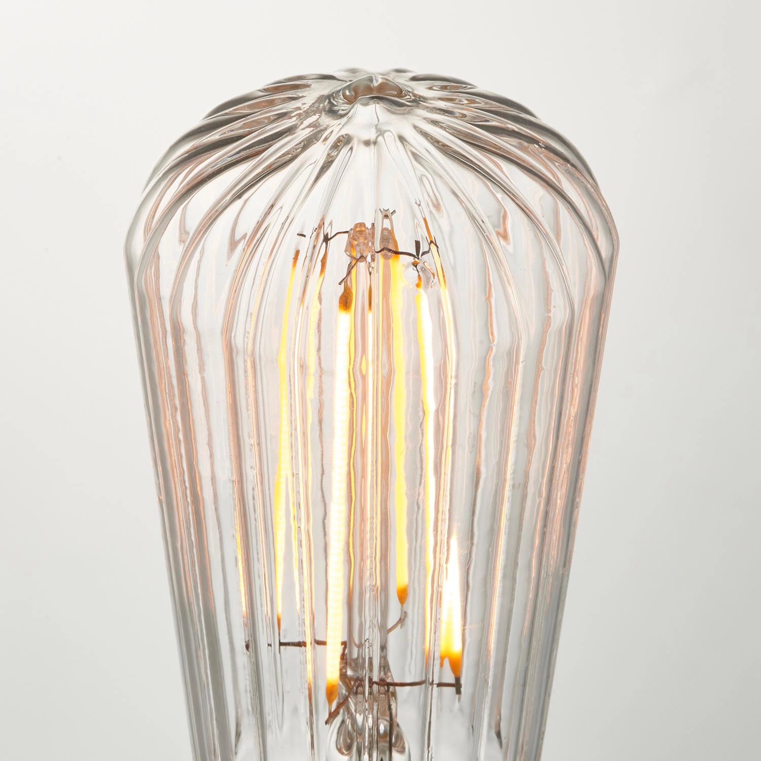 Ember Ribbed Pear E27 LED Bulb — Anti-Glare, Ultra Warm 2000K