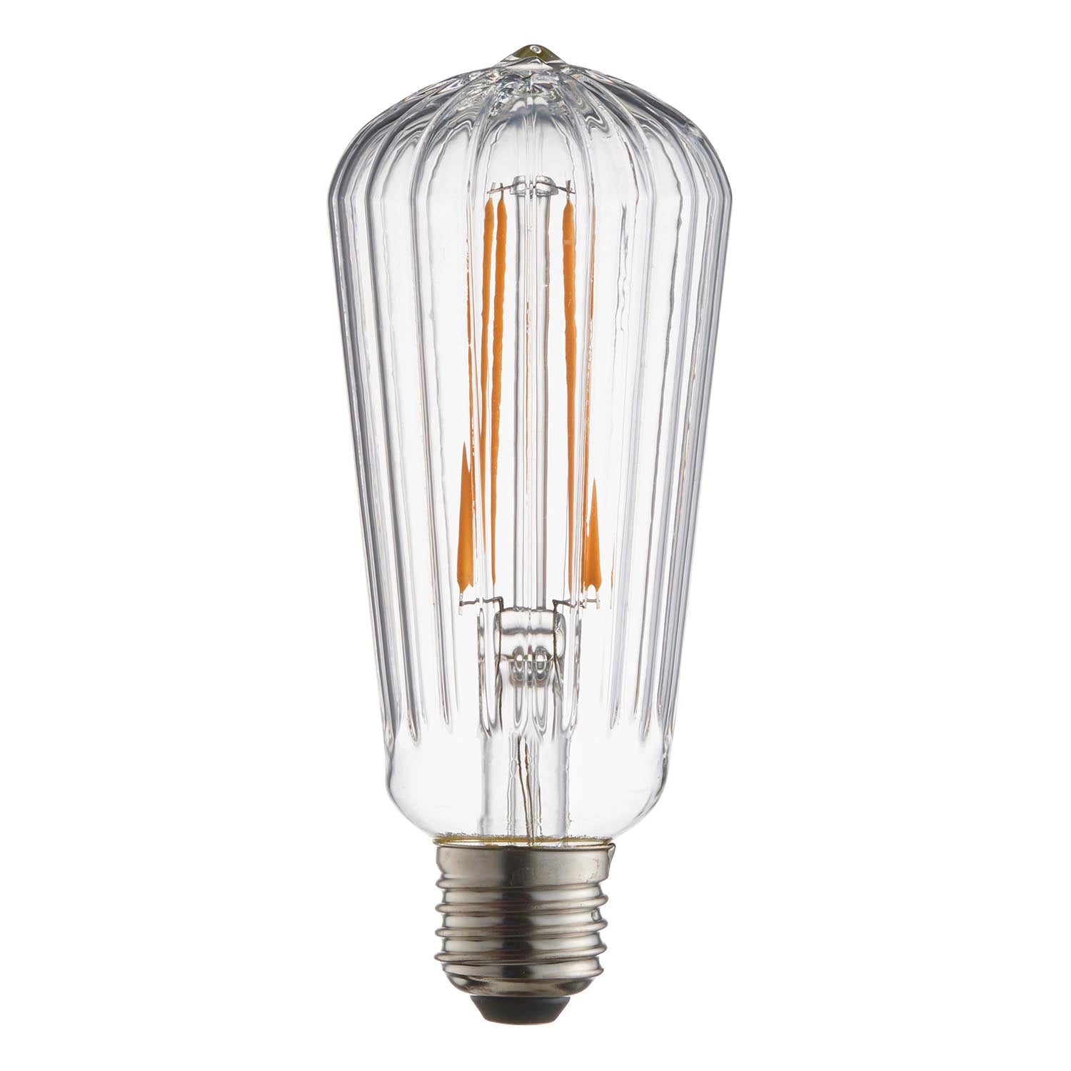 Ember Ribbed Pear E27 LED Bulb — Anti-Glare, Ultra Warm 2000K