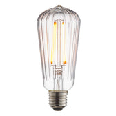 Ember Ribbed Pear E27 LED Bulb — Anti-Glare, Ultra Warm 2000K
