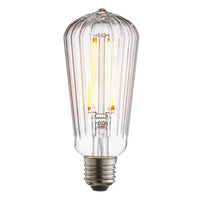 Ember Ribbed Pear E27 LED Bulb — Anti-Glare, Ultra Warm 2000K