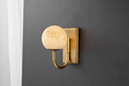 Alabaster Globe Wall Light — Satin Brass