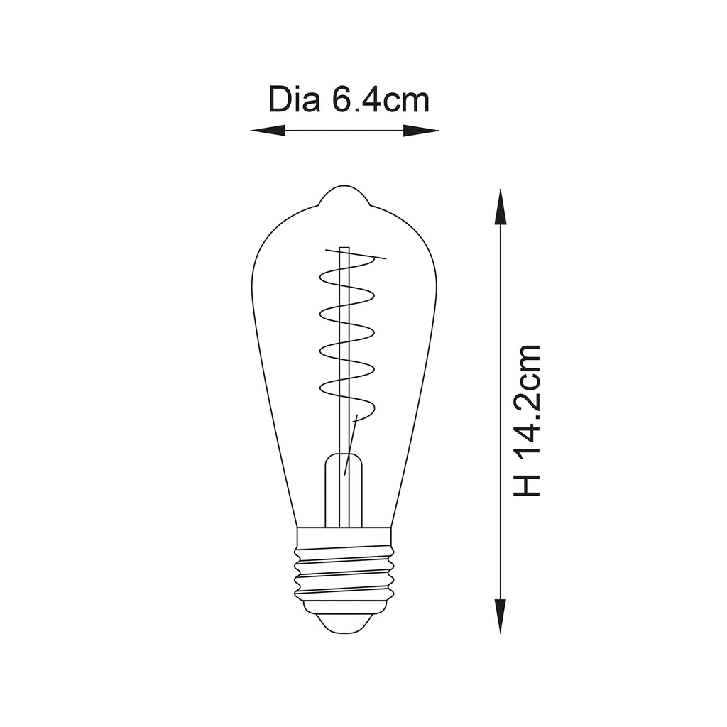Helix Spiral Filament E27 LED Bulb — Tinted Amber, Dimmable