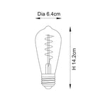 Helix Spiral Filament E27 LED Bulb — Tinted Amber, Dimmable