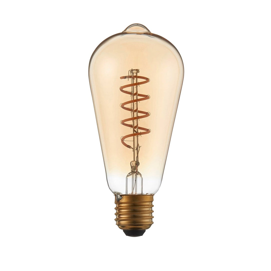 Helix tinted amber pear bulb unlit, showing the loose spiral LED filament