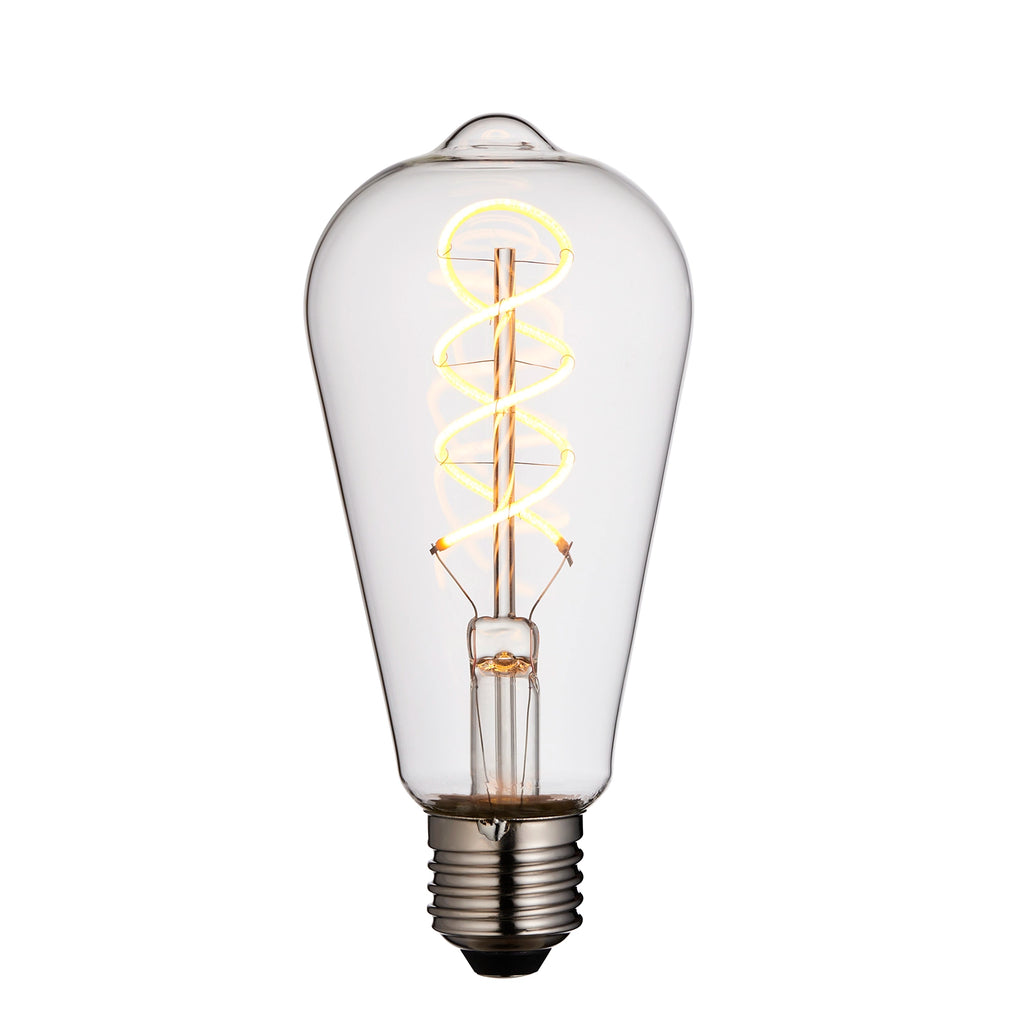 Helios double spiral E27 LED bulb with warm white filament glow