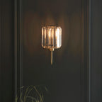 Cortona Faceted Glass Wall Light — Antique Brass