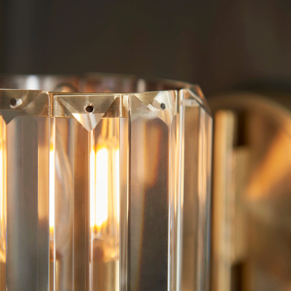Cortona Faceted Glass Wall Light — Antique Brass