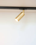 Luminar brass track mount spotlight cylinder on ceiling