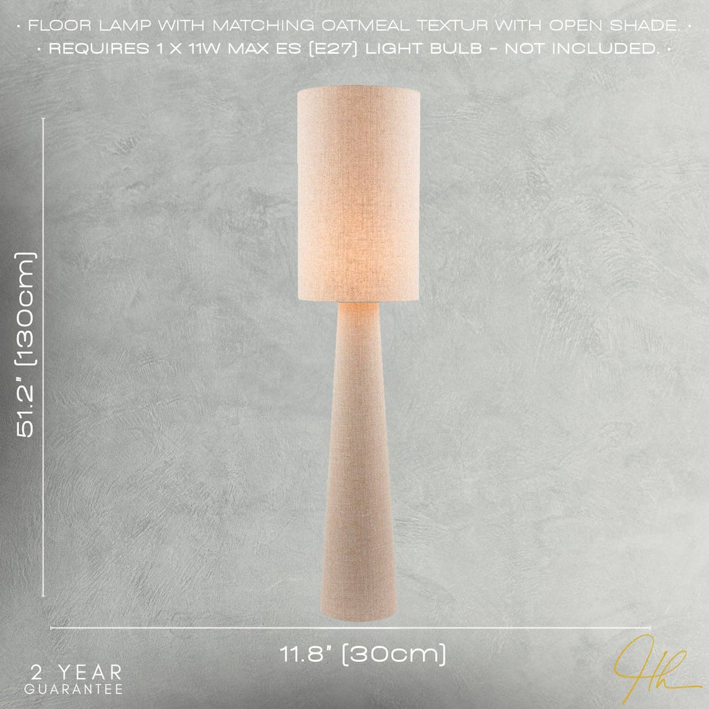 Arvid Linen Floor Lamp — Oatmeal, Fabric Drum Shade