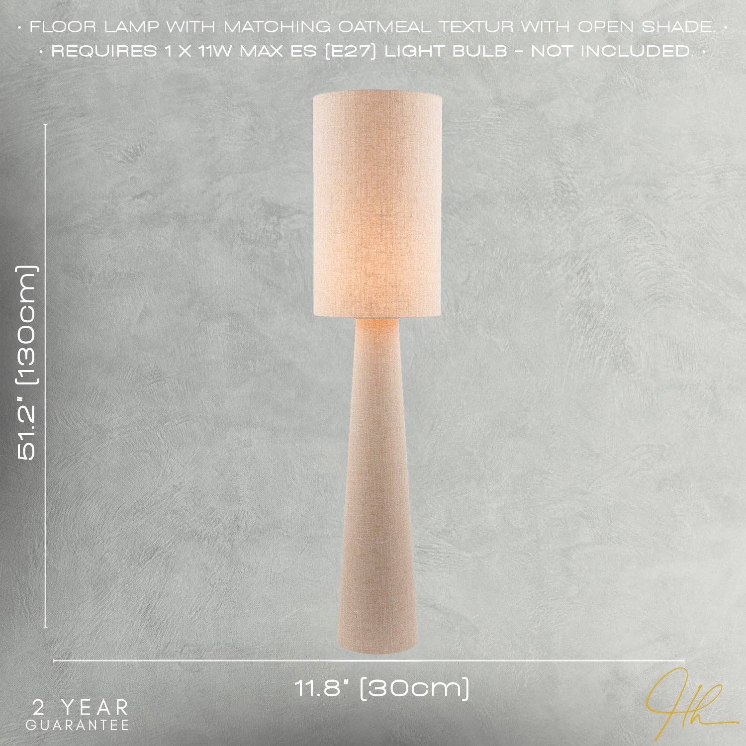 Arvid Linen Floor Lamp — Oatmeal, Fabric Drum Shade