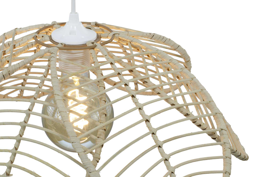 Ilys Rattan Petal Pendant Light — Natural Woven, 45cm